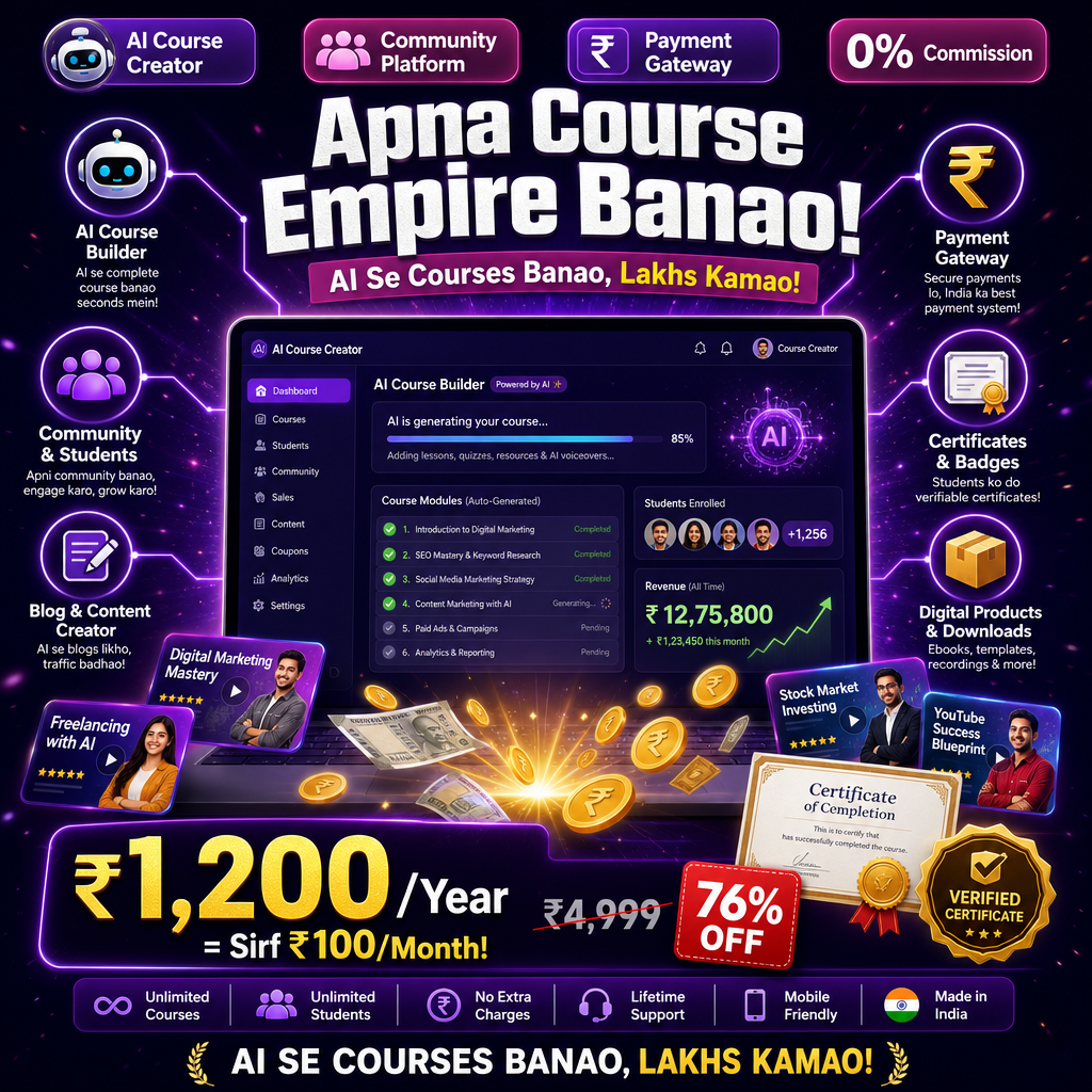 AI Course Creator Platform — Apne Courses Banao, Sell Karo, Lakhs Kamao!