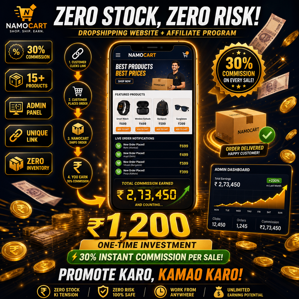 Dropshipping Website + Affiliate Program — 30% Instant Commission, Zero Investment!